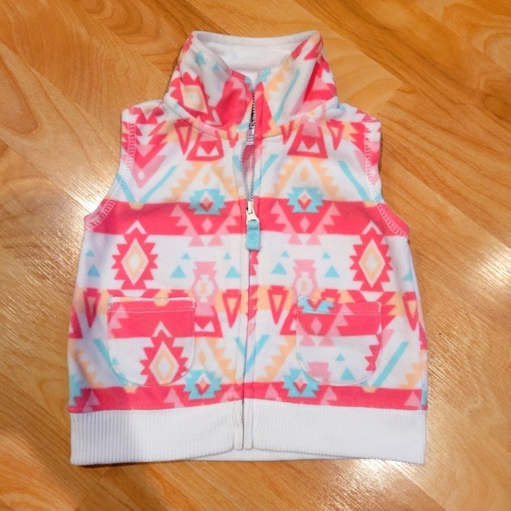 Carter's Fleece Full Zip Aztec vest size 12 months